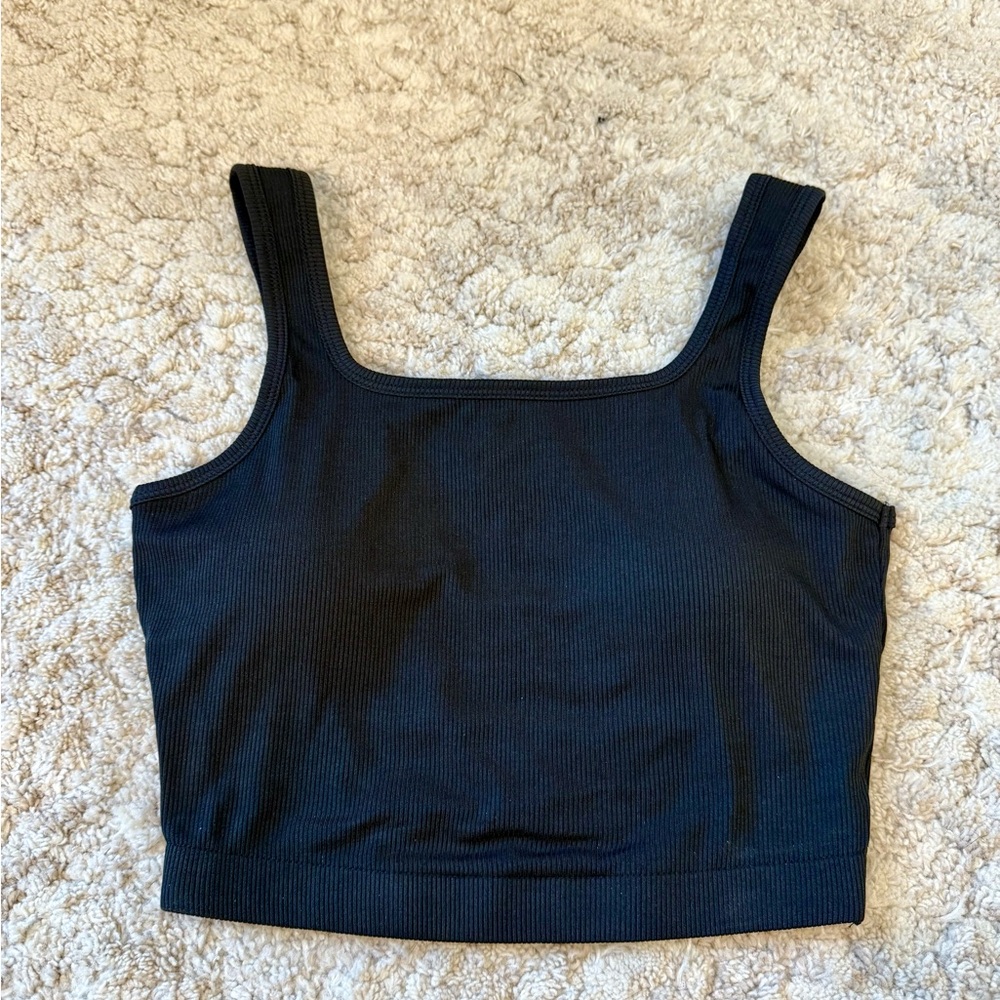 Simply Stated Ribbed Brami Crop Top (Black)